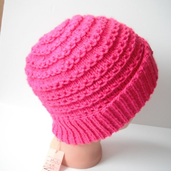 Hand Knitted Hat Toque Size L-(M) Acrylic Pink - 037 Hand knit by me - Picture 8 of 10